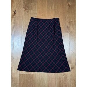 Pendleton 100% Wool Plaid A-Line Midi Skirt Lined Vintage Red Black Women's‎ 14